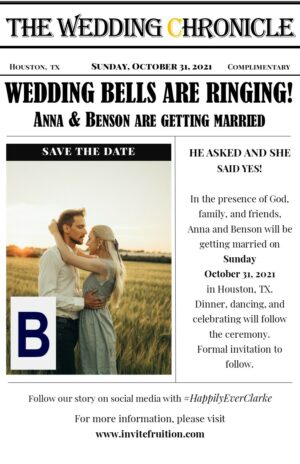 Magazine Save The Date Cover | Brides Magazine Wedding Invitation