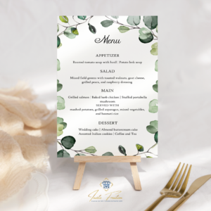 Eucalyptus wedding greenery menu