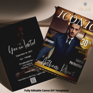 bold magazine birthday invitation template